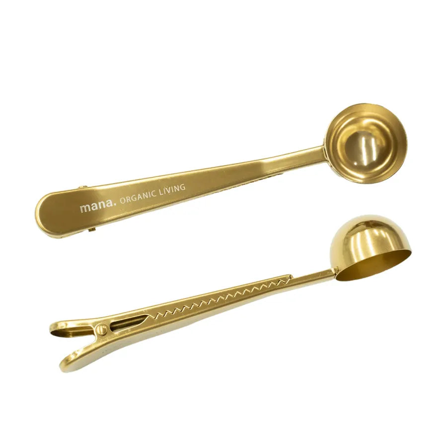 【計量したり袋も閉じれる】2WAYスプーンクリップ <ゴールド>mana.