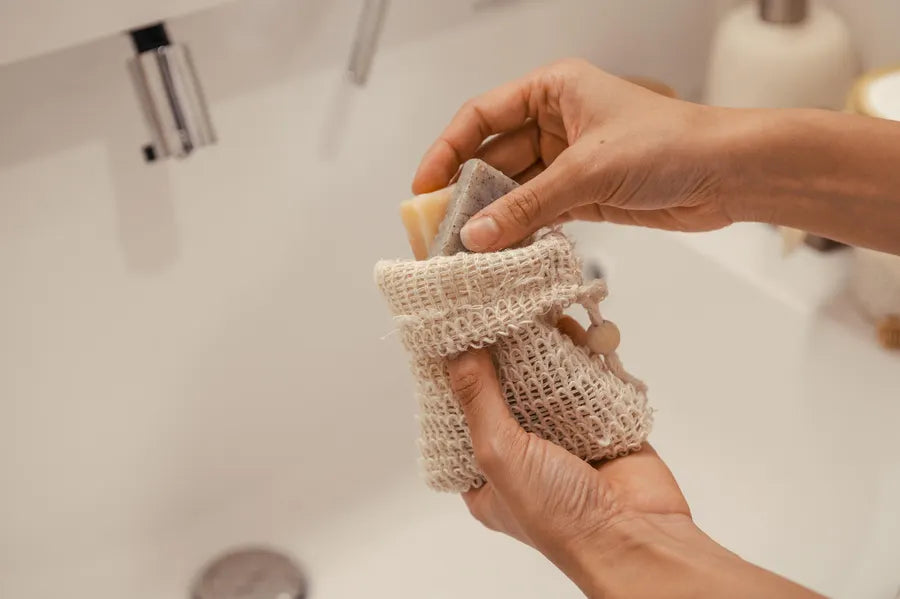 【サイザル麻とコットンを使用した】ソープバッグ　mana.