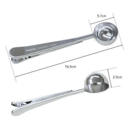 【計量したり袋も閉じれる】2WAYスプーンクリップ <ゴールド>mana.