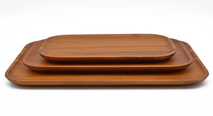 アカシアスタッキング長角トレイ 天然木 木製食器 ブラウン プレート トレー