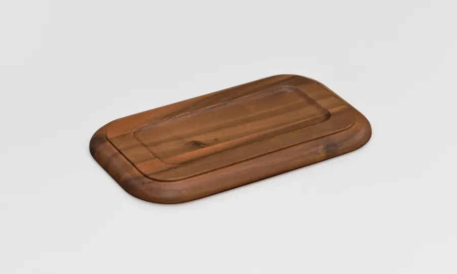 アカシアスタッキング長角トレイ 天然木 木製食器 ブラウン プレート トレー