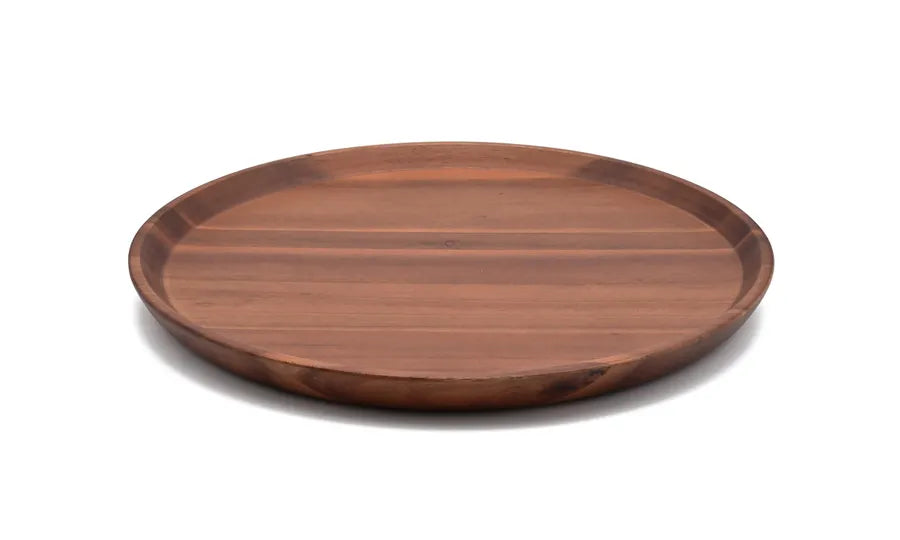 アカシアスタッキング丸トレイ 天然木木製食器 ブラウン プレート トレー