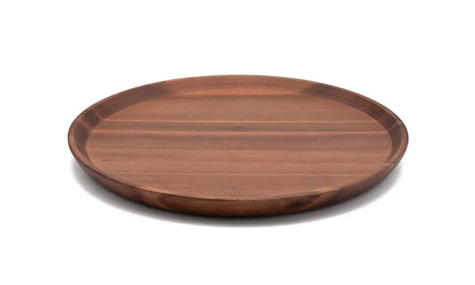 アカシアスタッキング丸トレイ 天然木木製食器 ブラウン プレート トレー